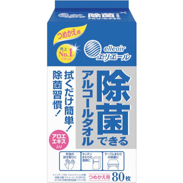 ・アルコールを配合したシートで、身のまわり品を拭くだけで簡単に菌を除去します。・速乾性が高く、拭き取り跡が残りにくいです。・アロエエキス配合です。・経済的なつめかえ用です。・シートサイズ(mm)：130×200・ケース入数：80枚×24パック・タイプ：詰替用・詰替用・生産国 日本・JANコード 4902011731125・質量 6.800kg・コード：368-7038 ・品目：21000182833335楽天 JP店　