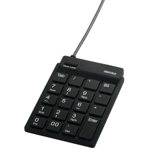 【メーカー在庫あり】 スリムテンキーボード USB2.0ハブ(2ポート)/Tabキー付き ブラック BSTKH08BK JP店