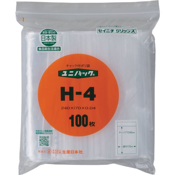 【メーカー在庫あり】 H4100 (株)生産日本社 セイニチ 「ユニパック」 H-4 240×170×0.04 100枚入 H-4-100 JP店