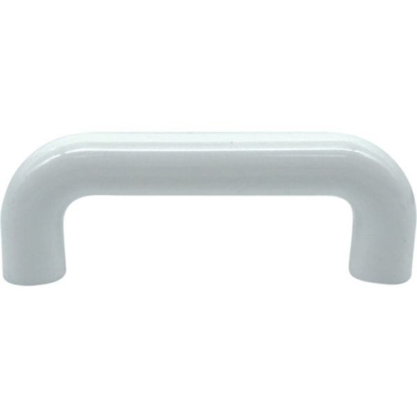 【メーカー在庫あり】 丸棒取手 PS樹脂 白 全長80mm 全高28mm ピッチ68mm 下穴深さ15(ねじ4×30 2本付) ..