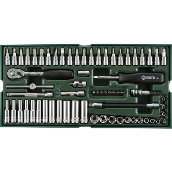 【メーカー在庫あり】 SATA社 SATA 1/4”DRソケットレンチセット(6角タイプ)トレー...