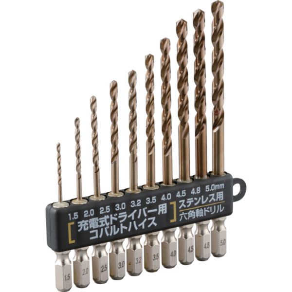 【メーカー在庫あり】 (株)イチネンアクセス RELIEF 10本組 ステン用 コバルトハイスドリル 六角軸 1.5〜5.0 21902 JP店