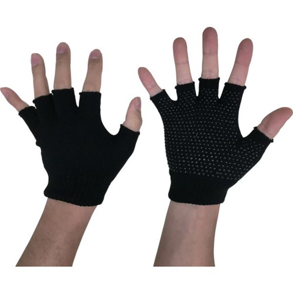 【メーカー在庫あり】 勝星産業(株) 勝星 のびのびマジック手袋指切(ボツ付) 黒 371530 JP店