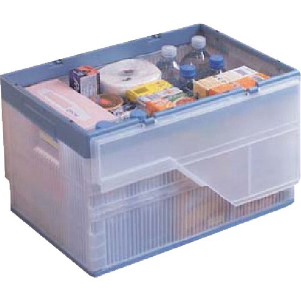 【メーカー在庫あり】 アイリスオーヤマ(株) IRIS 202733 フタ付おりたたみコンテナ クリア/ブルー 53L JP店