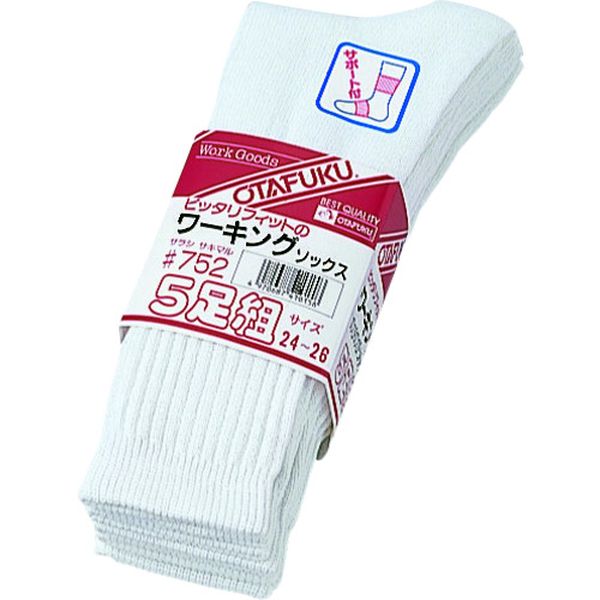 【メーカー在庫あり】 おたふく手袋(株) おたふく フィットワーキングソックス サラシ 先丸 5足組 752 ..