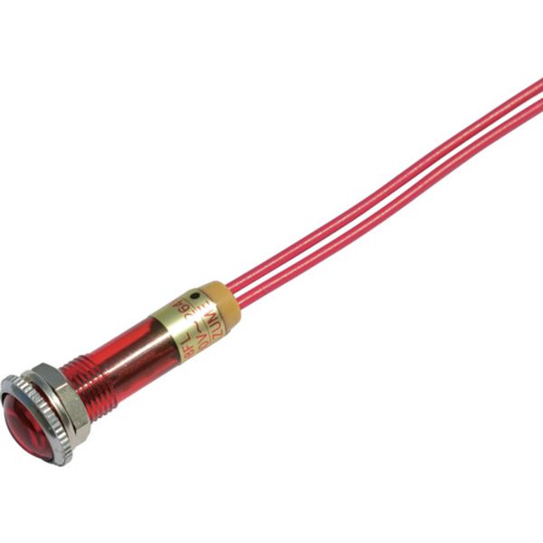 ・抵抗器内蔵の高輝度LED表示灯です。・AC/DC200V用電源にダイレクトに接続出来ます。・パネルカット:φ8.2・発光色:赤・レンズ色:赤・長さ200mmのリード線(UL1430 AWG24)付です。・飾り金具が添付されています。・電源表示灯用・電源のON、OFF表示灯・定格電圧(V)：AC/DC200(180〜264)・定格電流(mA)：1.0〜2.5・結線方法：リード線(L=200mm UL1430 AWG24)・モールドフレーム・絶縁耐圧：AC2000V1分間(充電部アース間)・絶縁抵抗：DC500V100MΩ以上(充電部アース間)・本体/フランジ/レンズ:ポリカーボネート樹脂・飾り金具:真鍮クロームメッキ・生産国 日本・質量 5.200g・コード：788-8490 ・品目：DA8FL4ACDC200VRDA-8FL-4-AC/DC200V-R楽天 JP店　