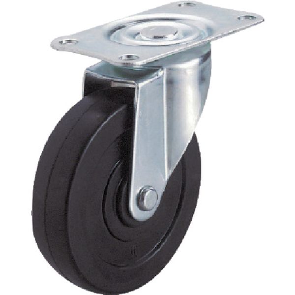 【メーカー在庫あり】 プレート式 自在 ステンレスキャスター ゴム 車輪径100mm Eタイプ SUS-E型 取付寸法82×40 SUS-E-100RH JP店(4.0)