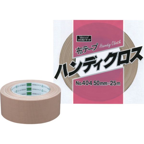 ・手で簡単に切れますので作業効率がアップします。・糊厚があるので粗面によくなじみます。・重ね貼りができ、油性インクで文字が書けます。・軽〜中梱包用。・色：クリーム・幅(mm)：50・長さ(m)：25・厚さ(mm)：0.26・テープカット条件：手で切断可能・粘着力(N/10mm)：3.9・引張強度(N/10mm)：52.7・基材：スフ織布・粘着剤：ゴム系・人体には、直接貼らないで下さい。かぶれるおそれがあります。・電気絶縁用には使用しないで下さい。・貼る面のホコリ、油、水などは、きれいに取り除いて下さい。・テープは、直射日光の当たらない涼しい場所に保管して下さい。・生産国 日本・JANコード 4970520322417・質量 400g・コード：808-1086 ・品目：4045040450楽天 JP店