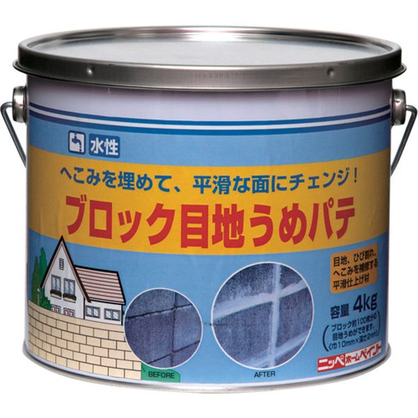 ・弾力性に富み、素材の収縮に追随して亀裂の発生を防ぎます。・優れた防水性があります。・厚付けしても、ひび割れができません。・ブロック・モルタル・コンクリート・スレート・ALC板などの目地、すき間、ひび割れの充てんに。・色：ホワイト・容量(g)：4000・容量(kg)：4・硬化時間：約8時間(夏30℃)、約16時間(冬10℃)・施工面積：ブロック約100枚分(幅10mm・深さ2mm)・生産国 日本・JANコード 4976124400407・質量 4500g・コード：859-8576 ・品目：49761244004074976124400407楽天 JP店