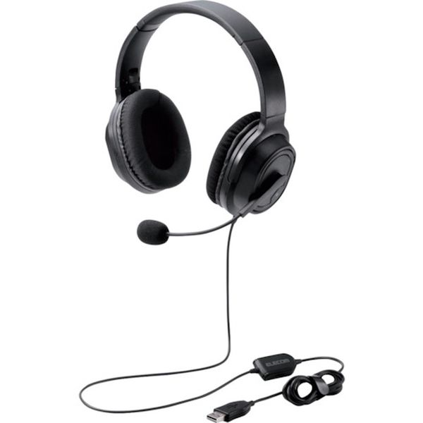【メーカー在庫あり】 HSHP30UBK エレコム(株) エレコム オーバーヘッドタイプヘッドセット 両耳 USB 40mmドライバ ブラック HS-HP30UBK JP店