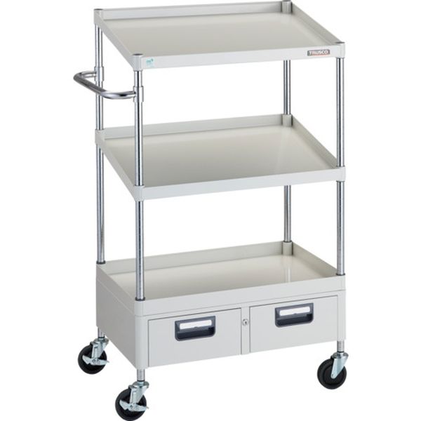 【メーカー在庫あり】 ツールワゴン フェニックスワゴン 省音 750X500XH1300 1段 傾斜2段 2列引出付 ホワイト PEW-1271N2W-W JP店