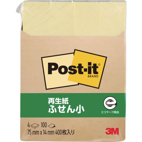 【メーカー在庫あり】 560RPY スリーエム 3M ポスト・イット 75X14mm 100枚X4パッド イエロー (400枚) ..