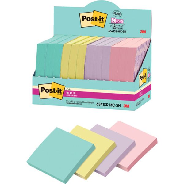 【メーカー在庫あり】 6541SSMC5N スリーエム 3M ポスト・イット 強粘着ノート マルチカラー5 増量パッ..