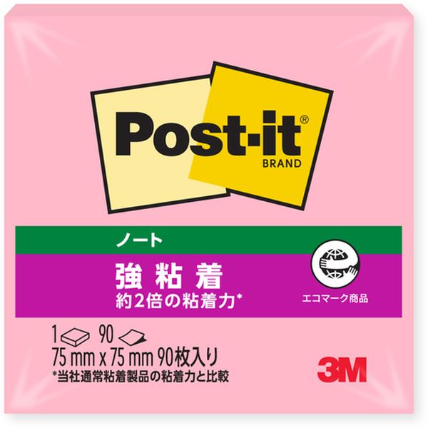 ・粘着力は約2倍の強粘着タイプ(当社通常粘着製品比)です。・樹脂面・垂直面にも貼れます。・くり返し貼ったりはがしたりできます。・古紙パルプ配合率100%の再生紙を使用し、エコマーク認定、グリーンマーク認定、グリーン購入法適合、エコ商品ねっと掲載。・色：ポジティブリィピンク・縦(mm)：75・横(mm)：75・パック入数：90枚・生産国 アメリカ・JANコード 4550309242060・質量 45g・コード：710-0996 ・品目：654SSPPK654SS-PPK楽天 JP店