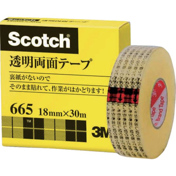 【メーカー在庫あり】 665118 スリーエム 3M 透明両面テ-プ ライナーなし 18mmX30m 巻芯径25mm 665-1-18 JP店