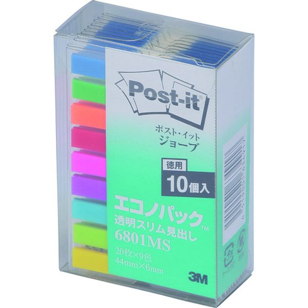 【メーカー在庫あり】 スリーエム 3M ポスト・イット ジョーブ透明スリム見出し エコノパック 44X6mm 6..
