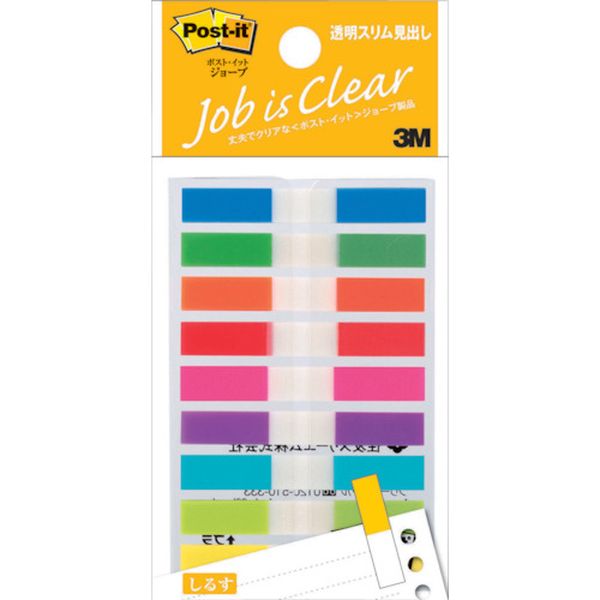 【メーカー在庫あり】 スリーエム 3M ポスト・イット ジョーブ透明スリム見出し 44X6mm 20枚X9 9色混色..