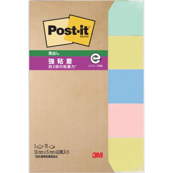 【メーカー在庫あり】 700SSK スリーエム 3M ポスト・イット 強粘着 50X15mm 90枚X5パッド 4色混色 700..