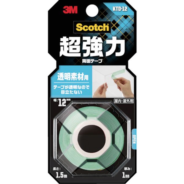 【メーカー在庫あり】 KTD12 スリーエム 3M スコッチ 超強力両面テープ 透明素材用 12mm×1.5m KTD-12 JP店