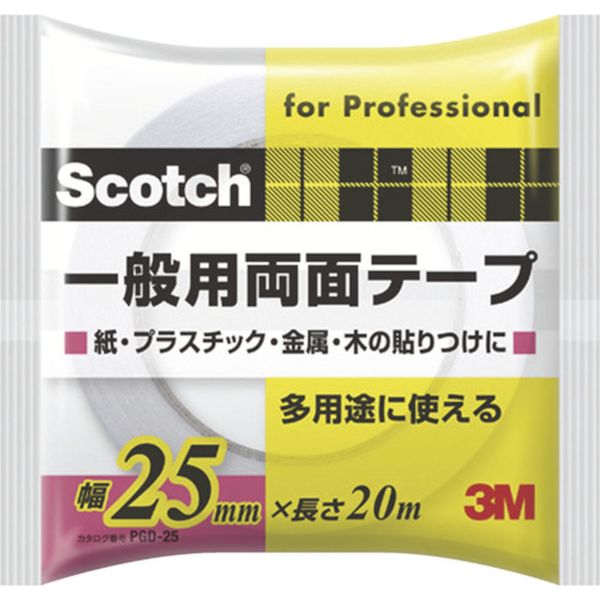 ・金属、アクリル樹脂、プラスチック(PP、PEを除く)、紙、ガラス、木など様々な素材にバランス良く接着可能です。・掲示物の貼りつけや各種工作、封筒のシールなどの事務作業、巾木や各種モール、金具などの仮固定にお使い下さい。・色：白・幅(mm)：25・長さ(m)：20・厚さ(mm)：0.12・テープカット条件：手で切断可・粘着力(N/10mm)：180度方向剥離力：22N/10mm・180度方向剥離力：22N/10mm・手で切断可能・使用温度範囲：0〜50℃・基材：不織布・粘着剤:アクリル系・生産国 中国・JANコード 4548623121109・質量 142g・コード：410-7110 ・品目：PGD25PGD-25楽天 JP店
