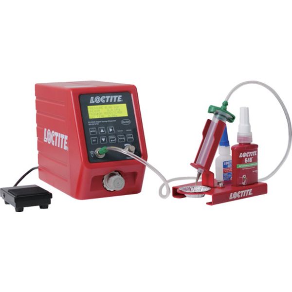 ・セミオートマチックのシリンジ塗布機です。・液状、ペースト状の接着剤を10ml、30mlのシリンジで塗布できます。・対応外の容器の場合は、付属のシリンジに移し替えることができます。・圧力・塗布時間による塗布量のコントロール、点塗布、ビード塗布、充填などの用途に合わせて使い分けが可能です。・フィンガースイッチ取付可能・接着剤やオイル、グリス等の定量塗布が可能　・ドットやビーズ塗布が可能　・塗布　タイマー、連続、サイクル、プログラムの動作モード・サックバック昨日あり、最大40のプログラムを保存・シリンジホルダー・幅(mm)：130・奥行(mm)：207・高さ(mm)：295・吐出時間調整範囲(秒)：0.01〜99.9・電源：AC100/200V・液だれを防ぐバキュームサックバック機能付・接着剤加工範囲：0.01〜0.7MPa・吐出時間調整範囲：0.1〜60秒・AC電源アダプター、フットスイッチ、シリンジスタンド、シリンジアダプター(30ml)、ニードルトライアルキット、エアホースφ6mm×1.8m、操作マニュアル、シリンジバレル30ml(透明・黒)・生産国 アメリカ・質量 4.700kg・コード：698-5372 ・品目：29747922974792楽天 JP店