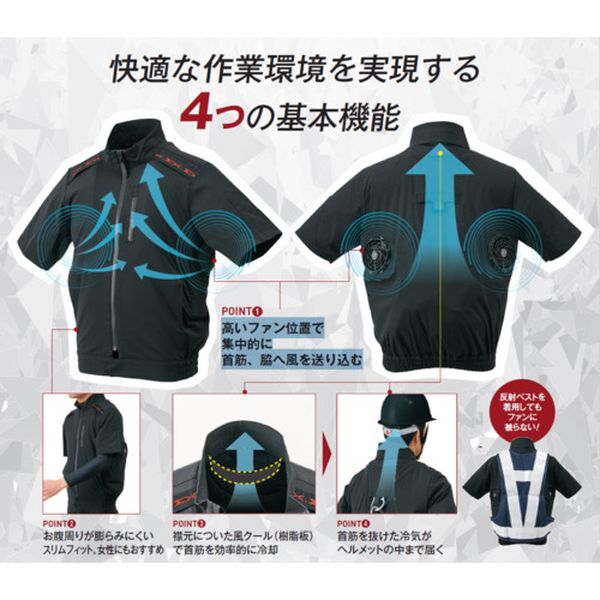 【メーカー在庫あり】 原田産業(株) ハラダ 半袖ブルゾン空調ウェア EX.WORKERS ブラック 3L 33700516 JP店