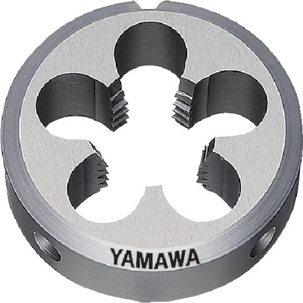 ・ダイスの振れ精度を向上させたソリッドダイスです。・高速度工具鋼(HSS)を採用し、安定した加工を実現しました。・面取り部にマークされている面が(表面)です。・加工方向を識別しやすくなっています。・加工基準面となる(裏面)は、ホルダ装着時、端面が密着するように沈みを設けました。・ソリッドダイスのため、ねじ調節が不要です。・調整式ダイスに比べ、ダイス外径の精度が向上しています。・調整式ダイス特有の問題をクリアしたことにより、精度の高いおねじ加工を実現しました。・おねじ加工用。・被削材：低炭素鋼、中炭素鋼、黄銅、黄銅鋳物、アルミ圧延材、アルミ合金鋳物に。・呼び寸法：M40・ピッチ(mm)：1・外径(mm)：75・厚さ(mm)：25・加工ねじ：メートルねじ・精度：2級・切りくず穴数：8・食い付山数：2.5P・表面処理：ノンコーティング・高速度工具鋼(HSS)・生産国 日本・JANコード 4582639505034・質量 482g・コード：215-8466 ・品目：DM40X175D-M40X1-75楽天 JP店