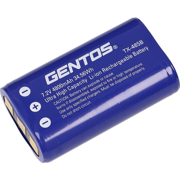 ・TX-D434R専用充電池です。・ジェントスTXシリーズ専用の充電池です。・品名：専用充電池・適合機種：TX-D434R・幅(mm)：74・奥行(mm)：21・高さ(mm)：44・品名：充電池・適合機種：TX-D434R・電圧(V)：7.2V 4800mAh・充電ケーブル、ACアダプターは付属していません・生産国 中国・JANコード 4950654053432・質量 145g・コード：697-9473 ・品目：TX48SBTX-48SB楽天 JP店