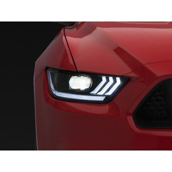  Raxiom 15年-17年 フォード Mustang Projector ヘッドライト OEM HID バルブ- ブラック Housing (クリア Lens) rax407055 JP店