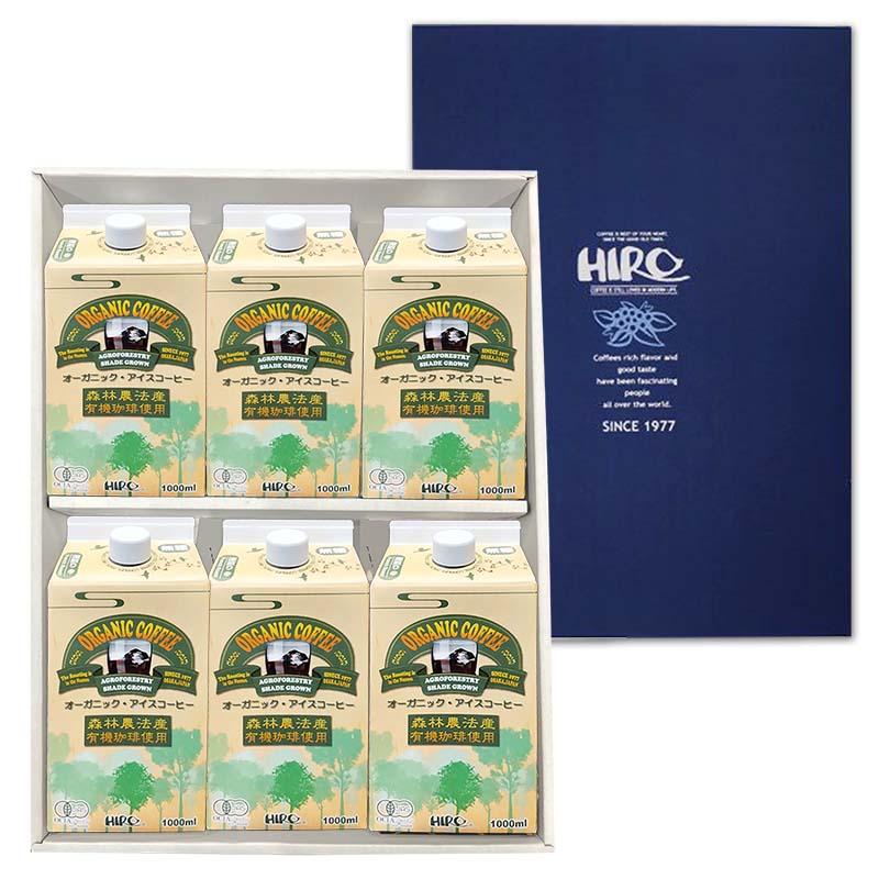 コーヒーギフト まとめ買い10%OFF価格【ギフトBOX入り】【 オーガニックブレンド ネルドリップ アイスコーヒー 1000ml 】【6本セット】【無糖】ネル...