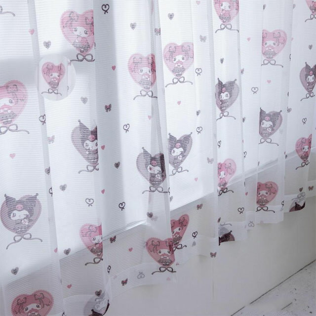 クロミ マイメロディ 真夜中のメロクロ外から見えにくい UVカット率 99.9% レースカーテン 幅100×198cm丈 2枚セット