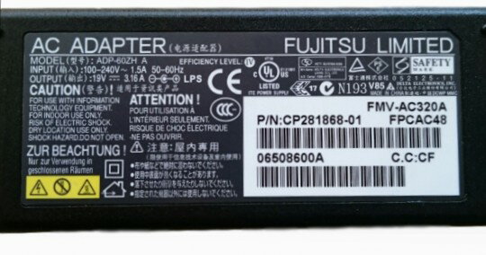 【中古品】富士通 純正 ACアダプタ FMV-AC320A 本体のみ ACアダプター 電源アダプター ...