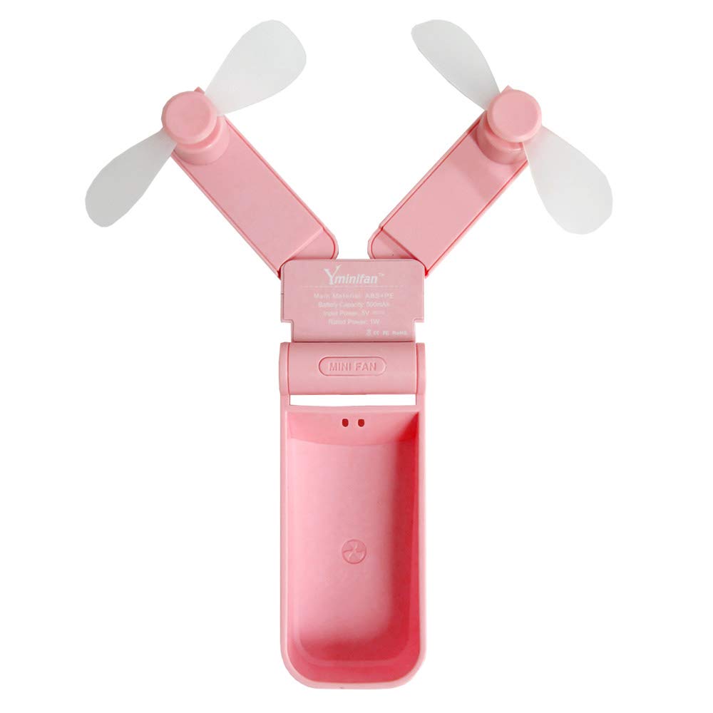 充電式 ミニ 扇風機 《ピンク》 USB 手持ち 卓上 ファン 2WAY コンパクト 軽量 携帯扇風機[定形外郵便、送料無料、代引不可]
