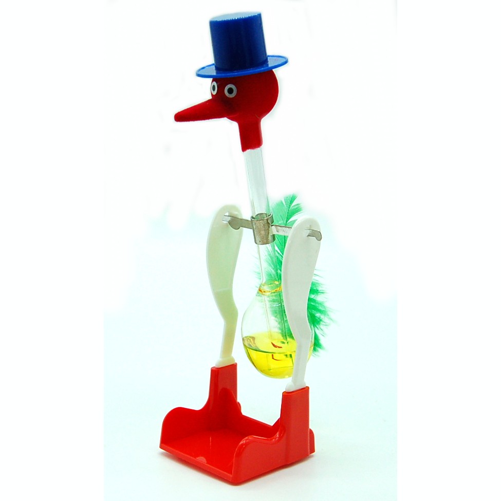 ドリンキングバード 水飲み鳥 《イエロー》 平和鳥 ハッピーバード 昭和 おもちゃ 知育玩具 科学玩具 DRINKING LUCKY BIRD