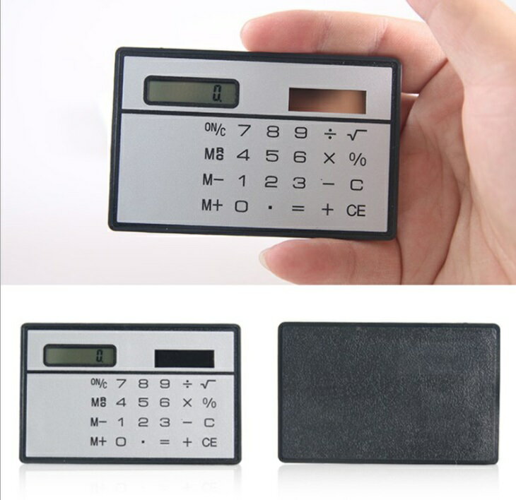 薄型 カード型 ソーラー電卓 《シルバー》 コンパクト 電卓[定形外郵便、送料無料、代引不可]