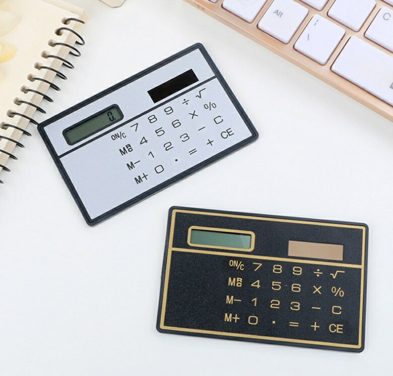 薄型 カード型 ソーラー電卓 《シルバー》 コンパクト 電卓[定形外郵便、送料無料、代引不可]