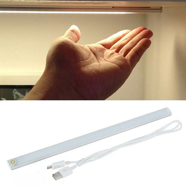 ワンタッチ LEDセンサーライト 《イエロー》 LED21灯 USBライト バーライト デスクライト