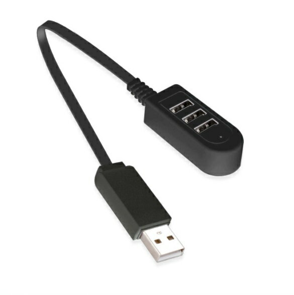 シンプル 3ポートUSB2.0ハブ データ用x1/電源用x2《ブラック》 《29.5cm》[定形外郵便、送料無料、代引不可]