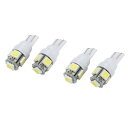 12V車用 T10 LEDバルブ 4個セット 《ホワイト》 5連 ウェッジ球 ウェッジバルブ ポジションランプ マップランプ ライセンス灯 ルームランプ[定形外...