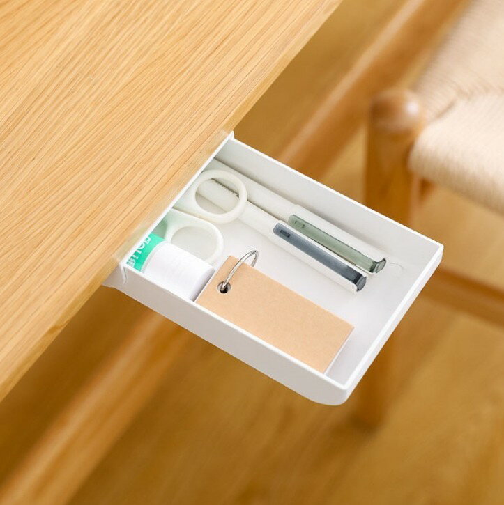 Rakuten - デスク下 引き出し 《ホワイト》 後付け スライド トレー ミニサイズ 収納ボックス テーブル下 文房具 小物入れ[ゆうパケット発送、送料無料、代引不可]