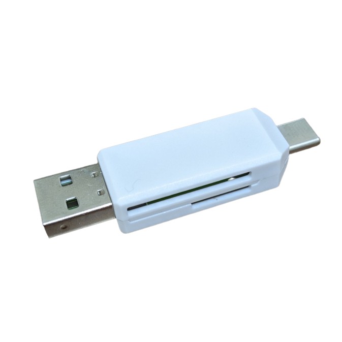 OTG カードリーダー Type-C USB-A ホワイト SDカード microSD コンパクト スマホ Android リーダー[定..