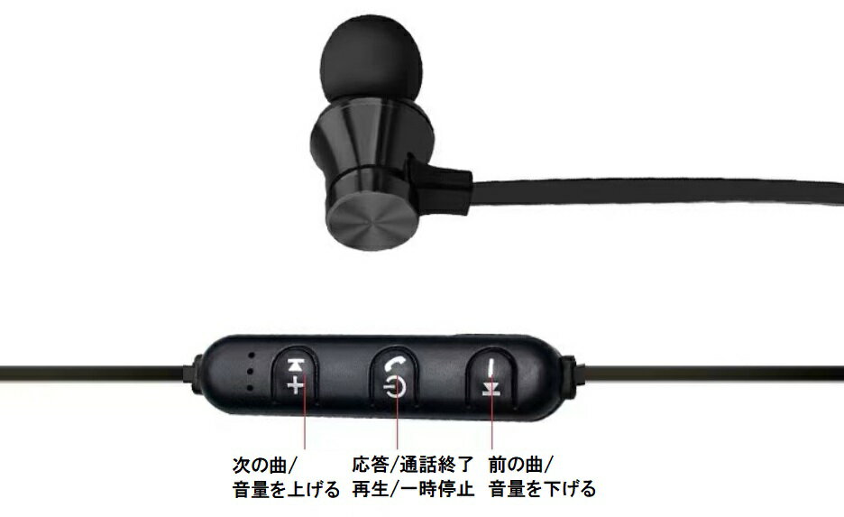 磁気吸着 ワイヤレスイヤホン Bluetooth v4.2 有線 防水 防汗 スポーツ ハンズフリ...