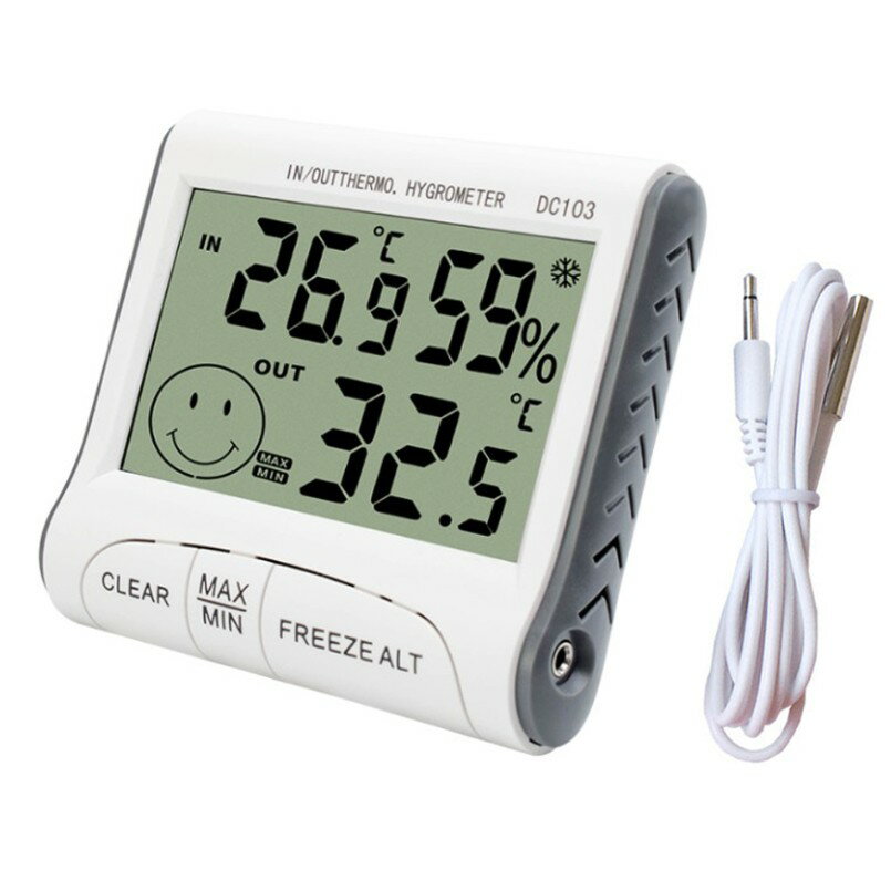 多機能 室内室外 デジタル 温度計 湿度計 顔文字 快適レベル 温湿度計 時計 熱中症 モニター[定形外郵便、送料無料、代引不可]