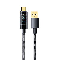 USB to Type-C 充電ケーブル 1.2m 電力量自動調整 電力量をリアルタイム 液晶表示 ブラック[定形外郵便、送料無料、代引不可]