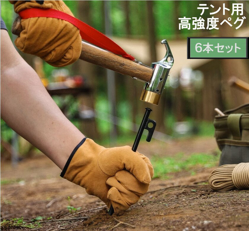 テント テント用 ペグ 《6本セット》 キャンプ ソリッド ペグ テーク キャンプ設営...