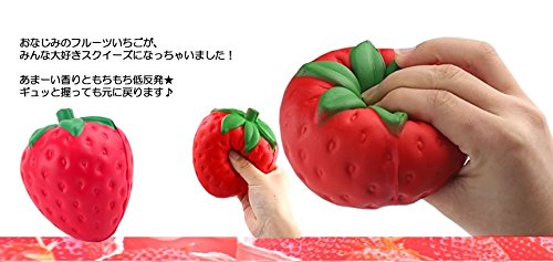 もちもち スクイーズ いちご 香り付き 11.5cm ビッグサイズ 低反発 リラックス 苺 ...