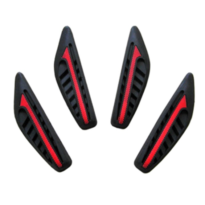 車用 ドアガード 4個セット(左2枚+右2枚) 《レッド》 簡単設置 傷防止 バックミラー ゴム素材 防水 カ..