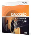 D'Addario ダダリオ アコースティックギター弦 80/20ブロンズ Extra Light .010-.047 EJ10[定形外郵便、送料無料、代引不可...