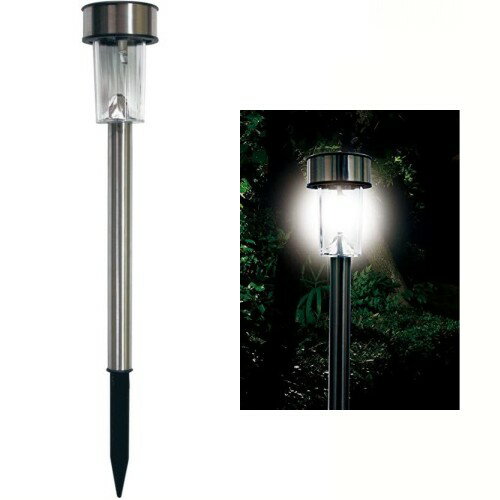 トレードワン ステンレス ソーラーガーデンライト シルバー ソーラーパネル 太陽光充電 FT-046[定形外..