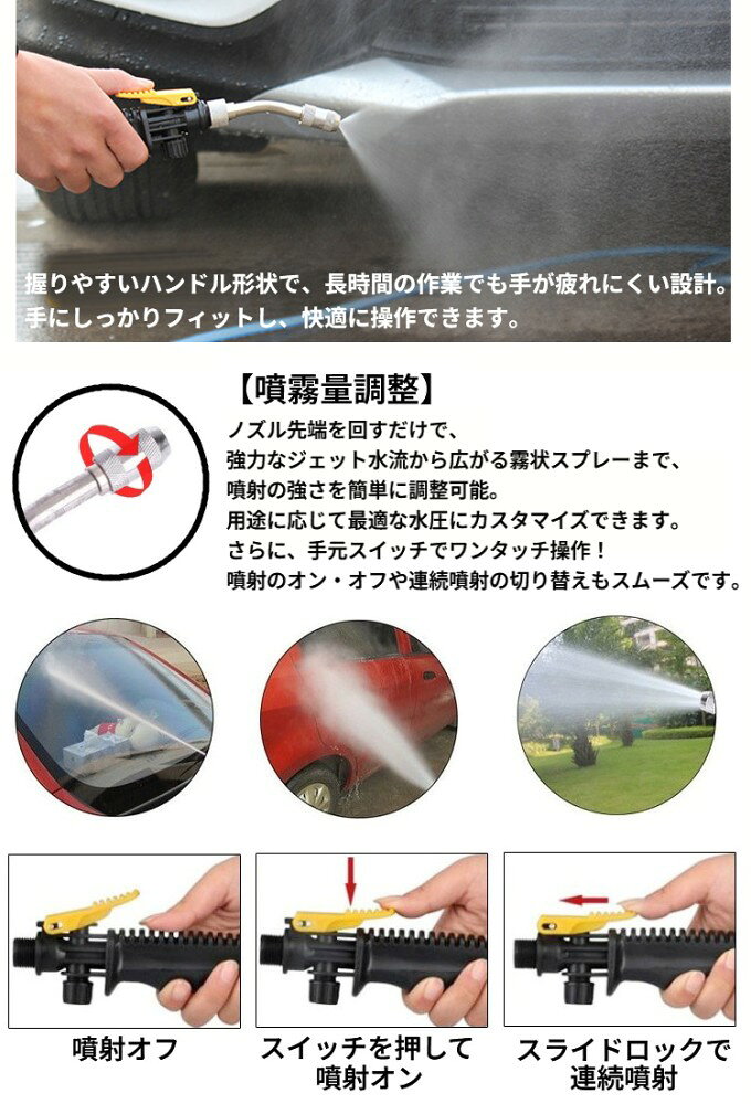 Hiro landの高圧洗浄ノズル (48cm) 洗車・エアコン掃除・散水に! 水圧調整可 ウォータージェットガン[ゆうパケット発送、送料無料、代引不可]｜アングル2